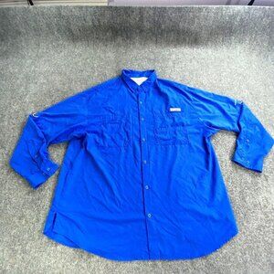 Columbia PFG Shirt Men’s 2XL Blue Button Down Fishing Vented‎ Nylon Omni Shade